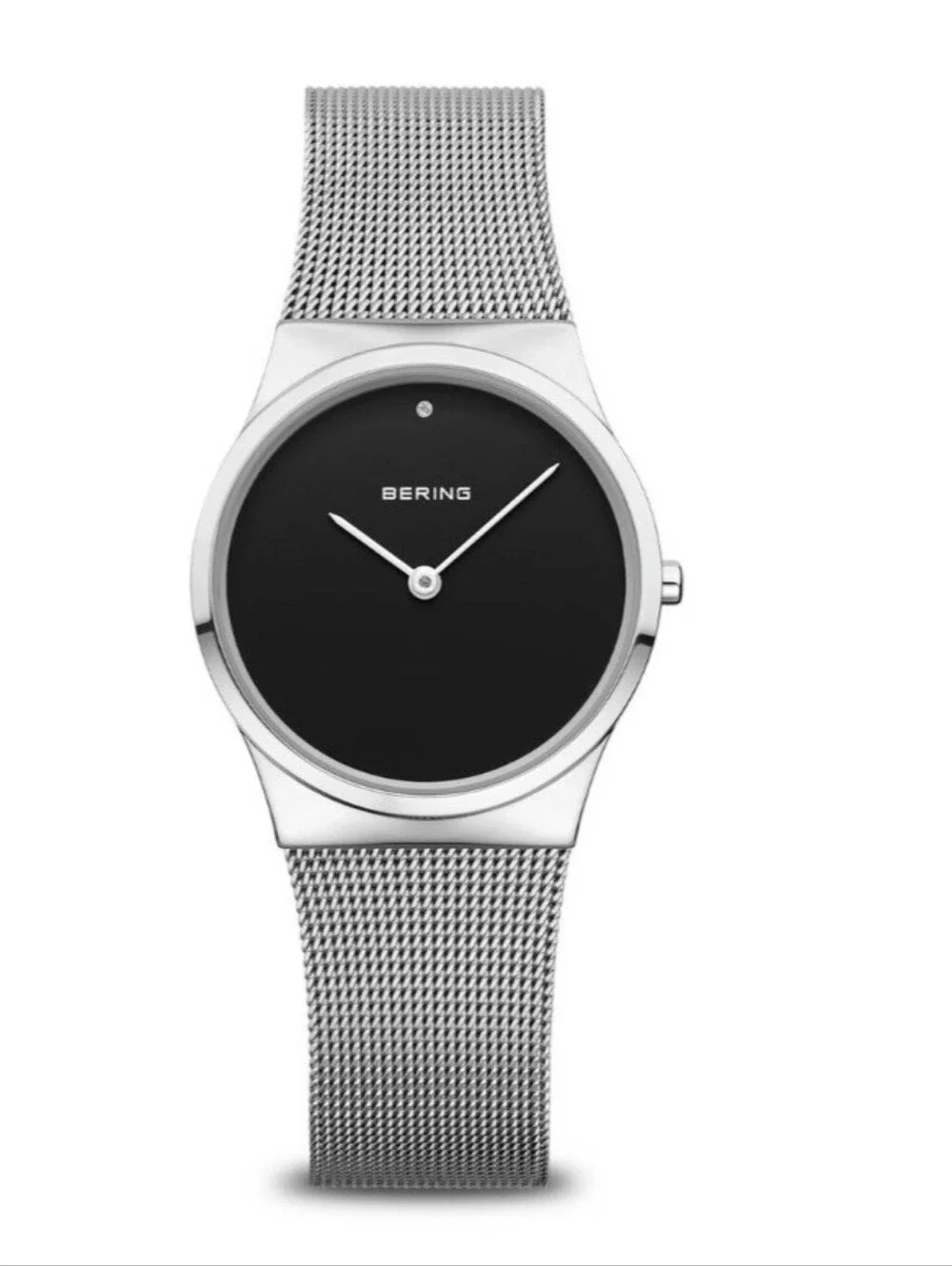 Bering Unisex Minimal Mesh Watch in Black and Silver